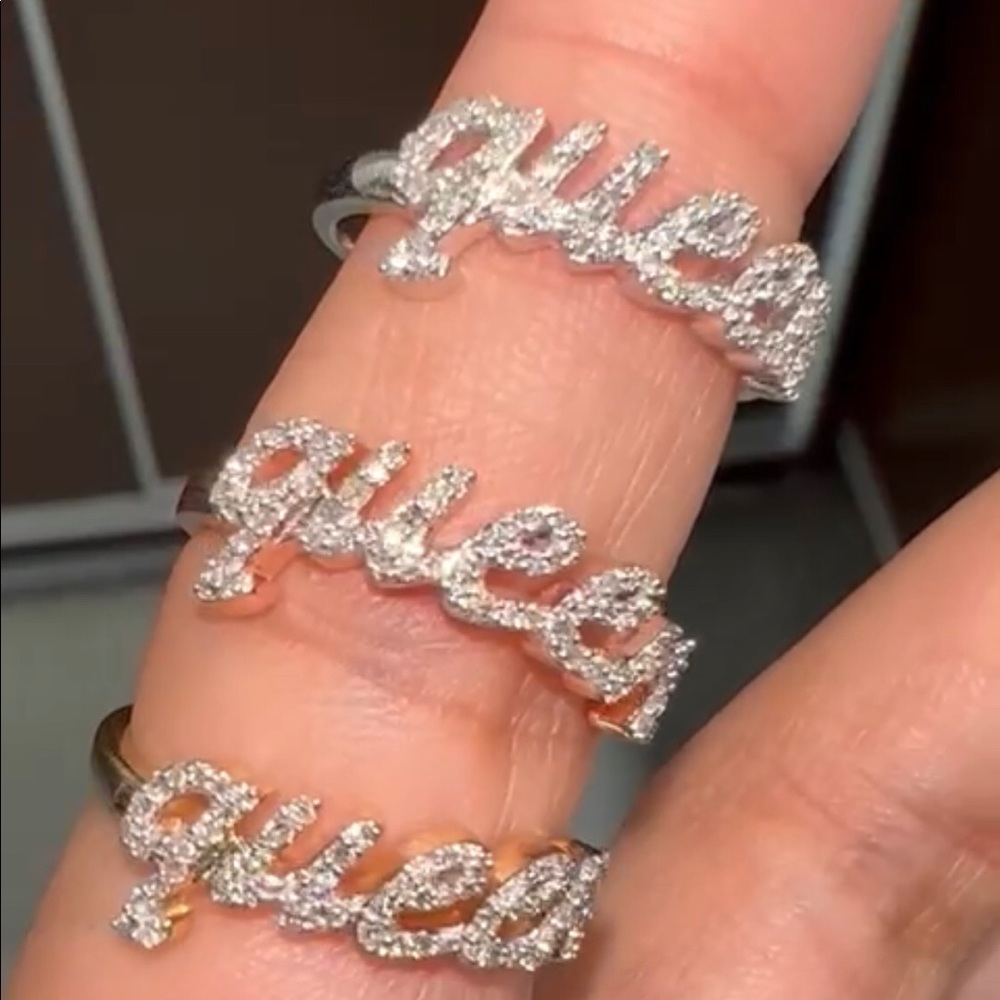 Beautiful 10k real gold si genuine diamond queen ring exclusive custom designed! - Picture 3 of 4